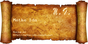Metke Ida névjegykártya